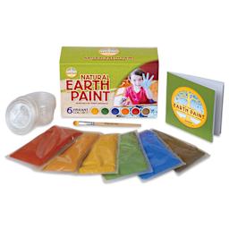 Natural Earth Paint Tempera Paint Powders - Complete Set of 6, Assorted Colors - contents shown in front of packaging