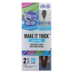 Front of the package for DecoArt Americana Additions Make It Thick Acrylic Medium Kit