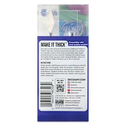 Back of the package for DecoArt Americana Additions Make It Thick Acrylic Medium Kit