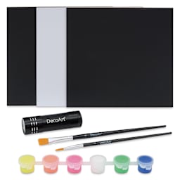 DecoArt Blacklight Neon Art Creative Discovery Set contents