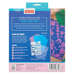 Back of the package for DecoArt Solar Art Prints Creative Discovery Set.