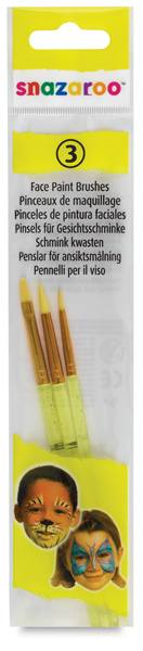 Snazaroo Face Paint Application Tools - Front of package of set of 3 Brushes

