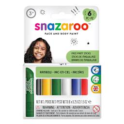 Snazaroo Face Paints - Rainbow Face Paint Sticks, Set of 6, front of packaging