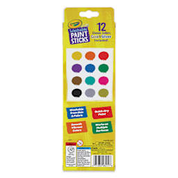 Crayola Washable Paint Sticks - Set of 12, Assorted Colors back of package