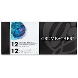Grumbacher Watercolor Pans - Transparent Pans, Set of 12 colors. Front of package. 