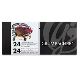 Grumbacher Watercolor Pans - Opaque Pans, Set of 24 colors. Front of package.