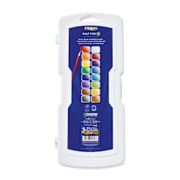 Prang Semi-Moist Watercolor Paint - Square Pans, Assorted, Set of 16, closed