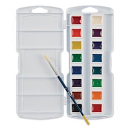 Prang Semi-Moist Watercolor Paint - Square Pans, Assorted, Set of 16 also comes with a brush