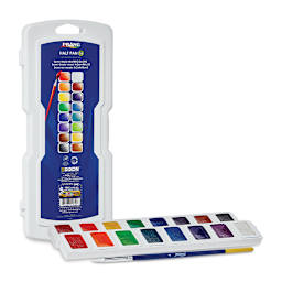 Prang Semi-Moist Watercolor Paint - Set of 16, square pans and brush out of the packaging