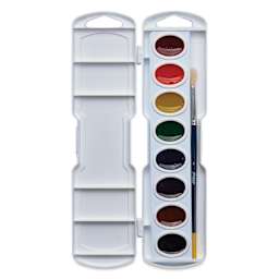Prang Semi-Moist Watercolor Paint - Oval Pans, Assorted, Set of 8, open