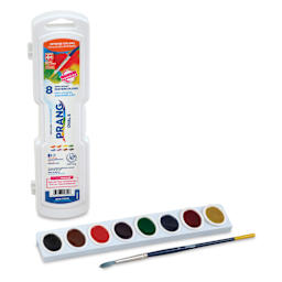 Prang Semi-Moist Watercolor Paint - Oval Pans, Assorted, Set of 8, pans out of packaging