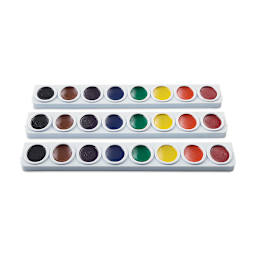 Prang Watercolor Refills - Oval, pkg of 12 Assorted colors, Half Pans, close-up