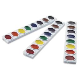 Prang Watercolor Refills - Oval, pkg of 12 Assorted colors, Half Pans