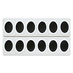 Prang Watercolor Refills arrive in two rows, ready to be separated.