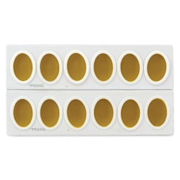 Prang Oval Watercolor Refills arrive packaged in two rows, ready to be separated