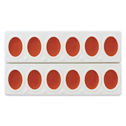 Prang Oval Watercolor Refills arrive packaged in two rows, ready to be separated