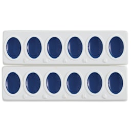 Prang Watercolor Oval Refills arrive in trays ready to be separated