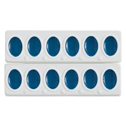 Prang Watercolor Refills - Oval, pkg of 12 Turquoise Blue, Half Pans before being separated