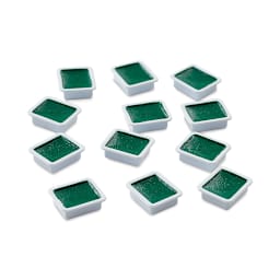 Prang Semi-Moist Watercolor Pans - Set of 12 Refill Pans, Green, Square