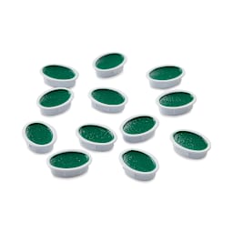 Prang Semi-Moist Watercolor Pans - Set of 12 Refill Pans, Green, Oval