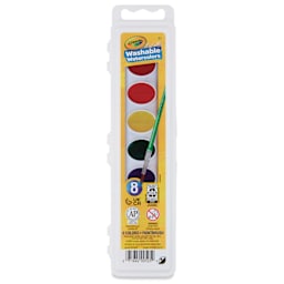 Crayola Washable Watercolor Pans - Oval, Set of 8, front of the packaging (oval or square randomly selected)