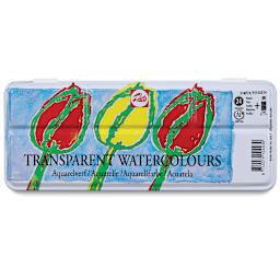 Talens Watercolor Pans - Transparent, Set of 24, Pans (Front of packaging.)