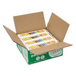 Outter box of the Crayola Educational Watercolor Pans Classpack of 24 opened to show the individual sets.