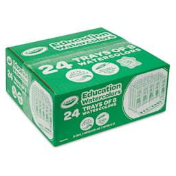 Sides and top view of Crayola Educational Watercolor Pans - Classpack of 24, Assorted 8 Color Sets