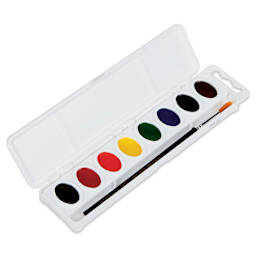 Crayola Educational Watercolor Pans - Set of 36, single set open showing pans and brush