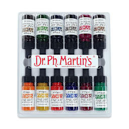 Dr. Ph. Martin's Hydrus Fine Art Liquid Watercolors - Set 2, 12 Assorted colors, 0.5 oz Bottles