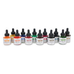 Dr. Ph. Martin's Hydrus Fine Art Liquid Watercolors - Set 2, 12 Assorted colors, 1 oz Bottles (Out of packaging)