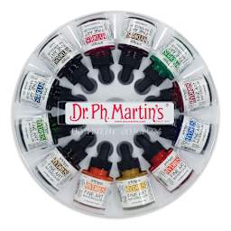Dr. Ph. Martin's Hydrus Fine Art Liquid Watercolors - Set 2, 12 Assorted colors, 1 oz Bottles