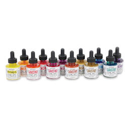 Dr. Ph. Martin's Hydrus Fine Art Liquid Watercolors - Set 3, 12 Assorted colors, 1 oz Bottles (Out of Packaging)