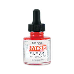 Dr. Ph. Martin's Hydrus Fine Art Liquid Watercolors - Permanent Red, 1 oz bottle