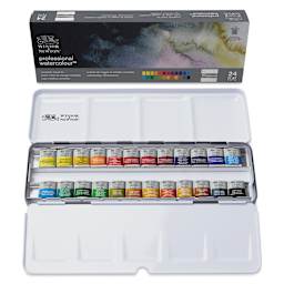 Winsor & Newton Professional Watercolor – Complete Travel Tin, Half Pan Set of 24 (Set contents)
