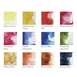 Winsor & Newton Professional Watercolor - Set of 12, Travel Tin, Assorted Colors, 5 ml, swatches
