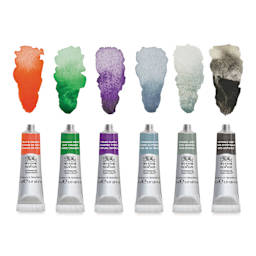 Winsor & Newton Professional Watercolors - Set of 6, Revival Collection, 5 ml Tubes with swatches