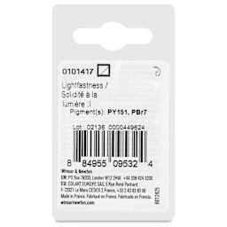 Winsor & Newton Professional Watercolor - Aureolin Hue, Half Pan back of package