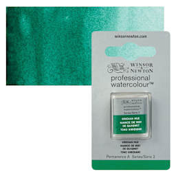 Winsor & Newton Professional Watercolor - Viridian Hue, Half Pan and swatch