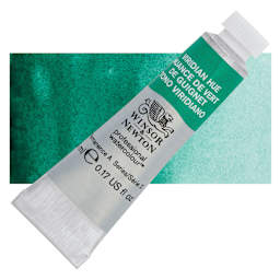 Winsor & Newton Professional Watercolor - Viridian Hue, 14 ml Tube and swatch