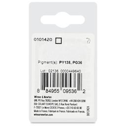 Winsor & Newton Professional Watercolor - Cinnabar Green, Half Pan back of package