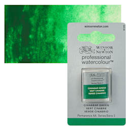 Winsor & Newton Professional Watercolor - Cinnabar Green, Half Pan and swatch
