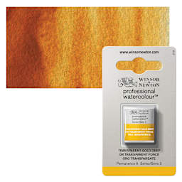 Winsor & Newton Professional Watercolor - Quinacridone Gold Half Pan and swatch