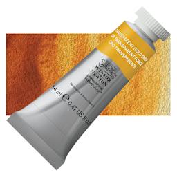 Winsor & Newton Professional Watercolor - Transparent Gold Deep, 14 ml Tube and swatch