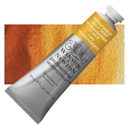 Winsor & Newton Professional Watercolor - Transparent Gold Deep, 37 ml Tube and swatch