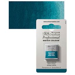 Winsor & Newton Professional Watercolor - Aqua Green, Half Pan and swatch