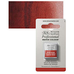 Winsor & Newton Professional Watercolor - Brown Madder, Half Pan and swatch
