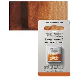 Winsor & Newton Professional Watercolor - Burnt Sienna, Half Pan and swatch