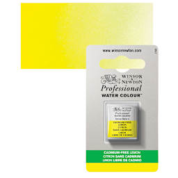 Winsor & Newton Professional Watercolor - Cadmium Free Lemon, Half Pan and swatch