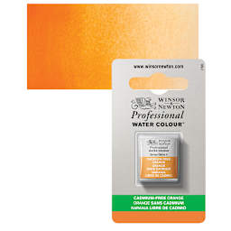 Winsor & Newton Professional Watercolor - Cadmium-Free Orange, Half-Pan and swatch